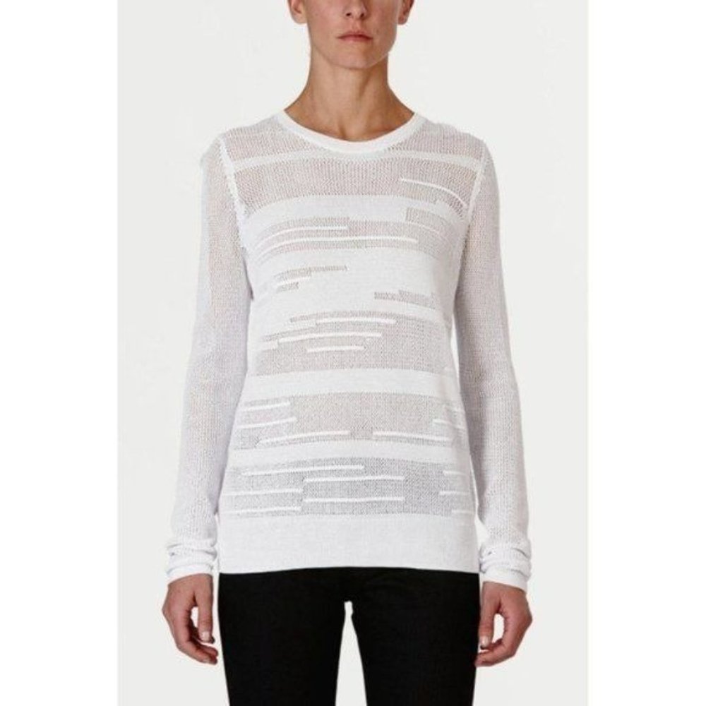 Vince Engineered Mesh Insert Crew Neck Sweater In… - image 1